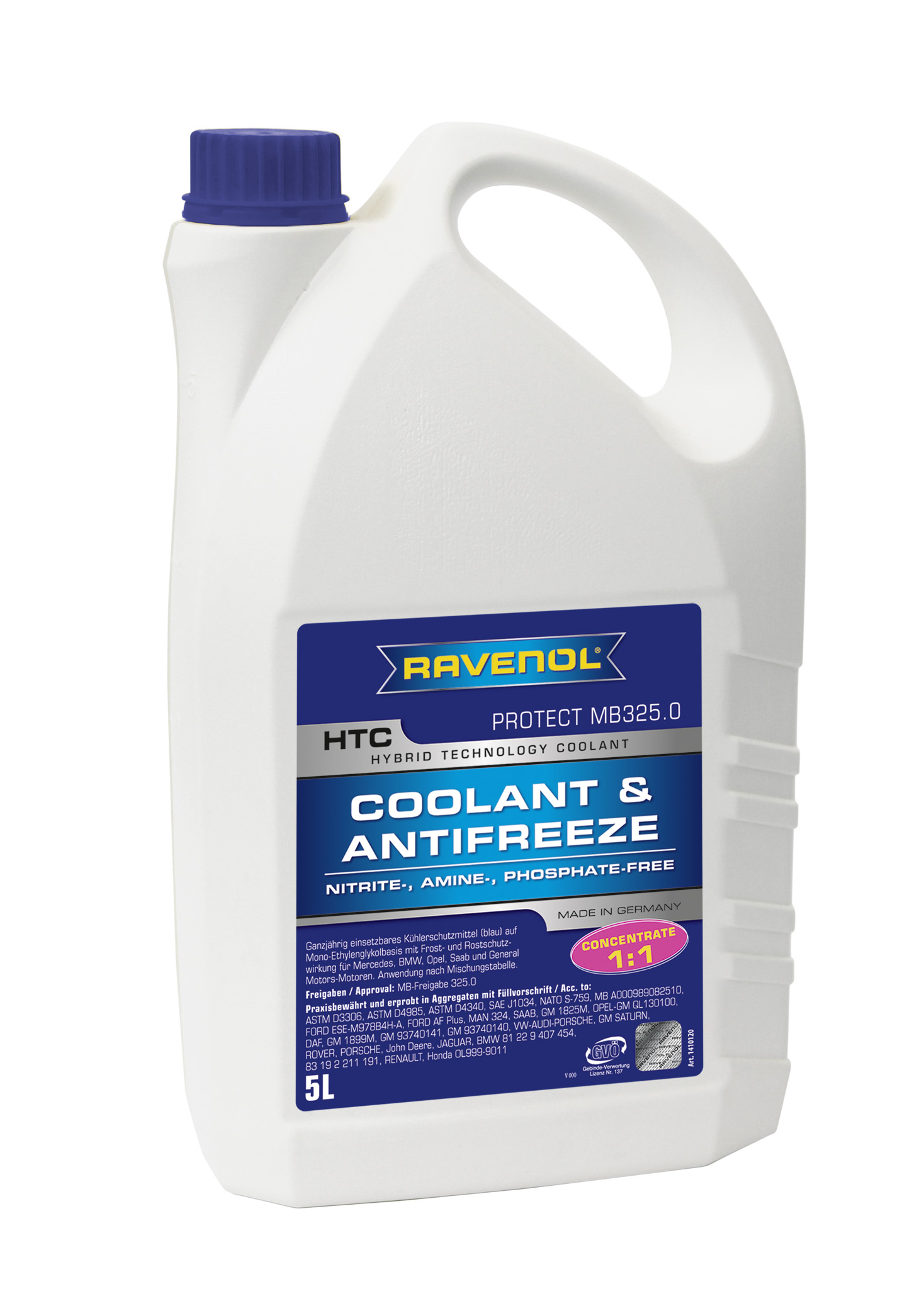 4f96f646-d54c-11e5-ac7f-0cc47a3200a7 Ravenol Антифриз HTC Coolant Concent-exclusiv MB325.0 (cиний) (